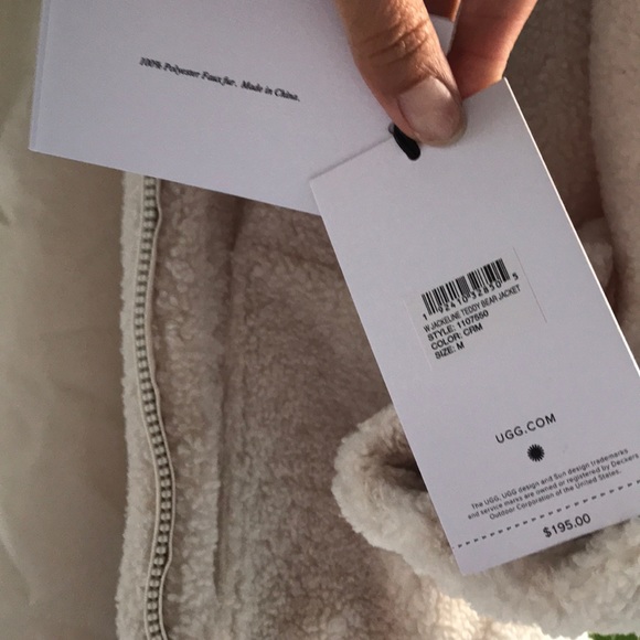 WOMENS UGG JACKELINE TEDDY BEAR JACKET CREAM ZIPUP - Picture 8 of 13